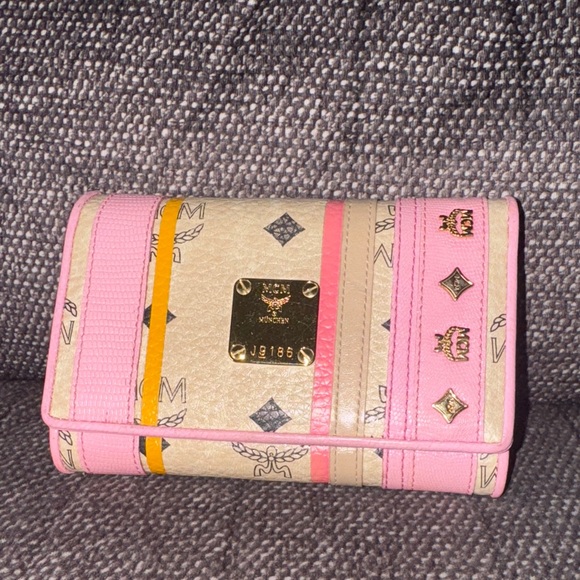MCM Pink and Cream Wallet with Gold Details - Picture 1 of 7